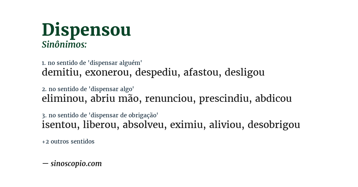 Sinônimo de dispensou