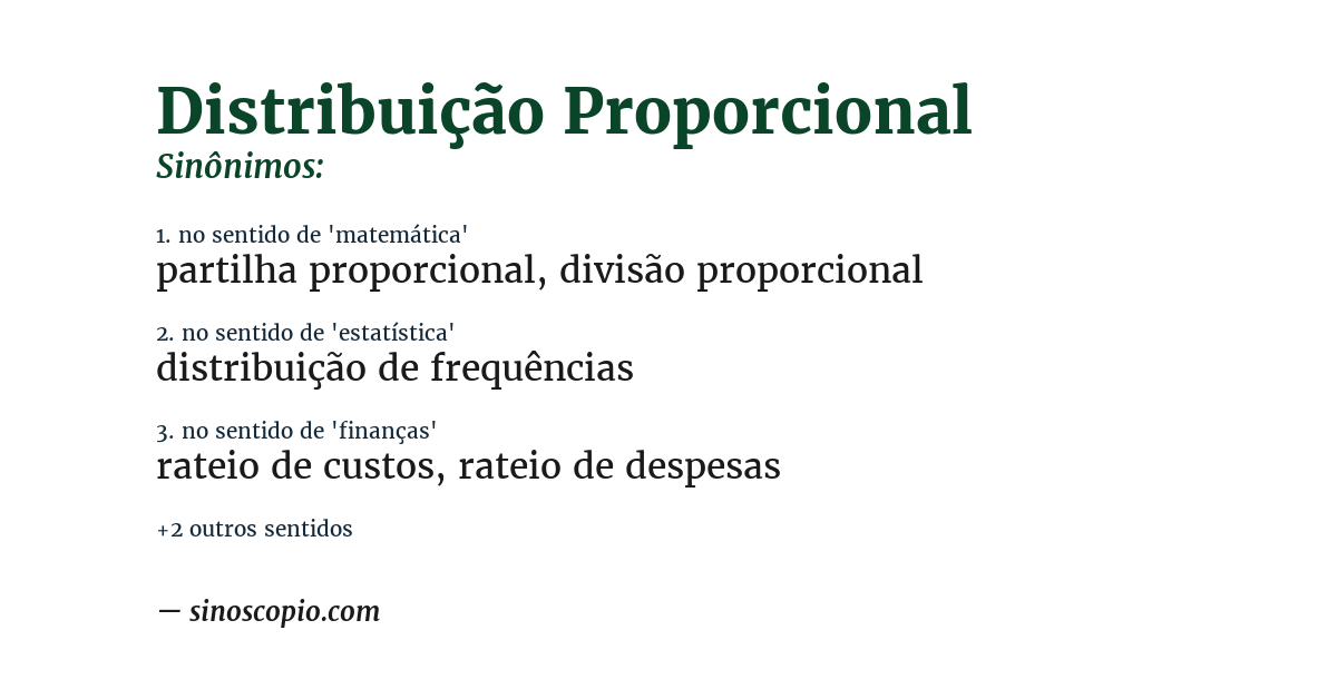 Sinônimo de distribuição proporcional