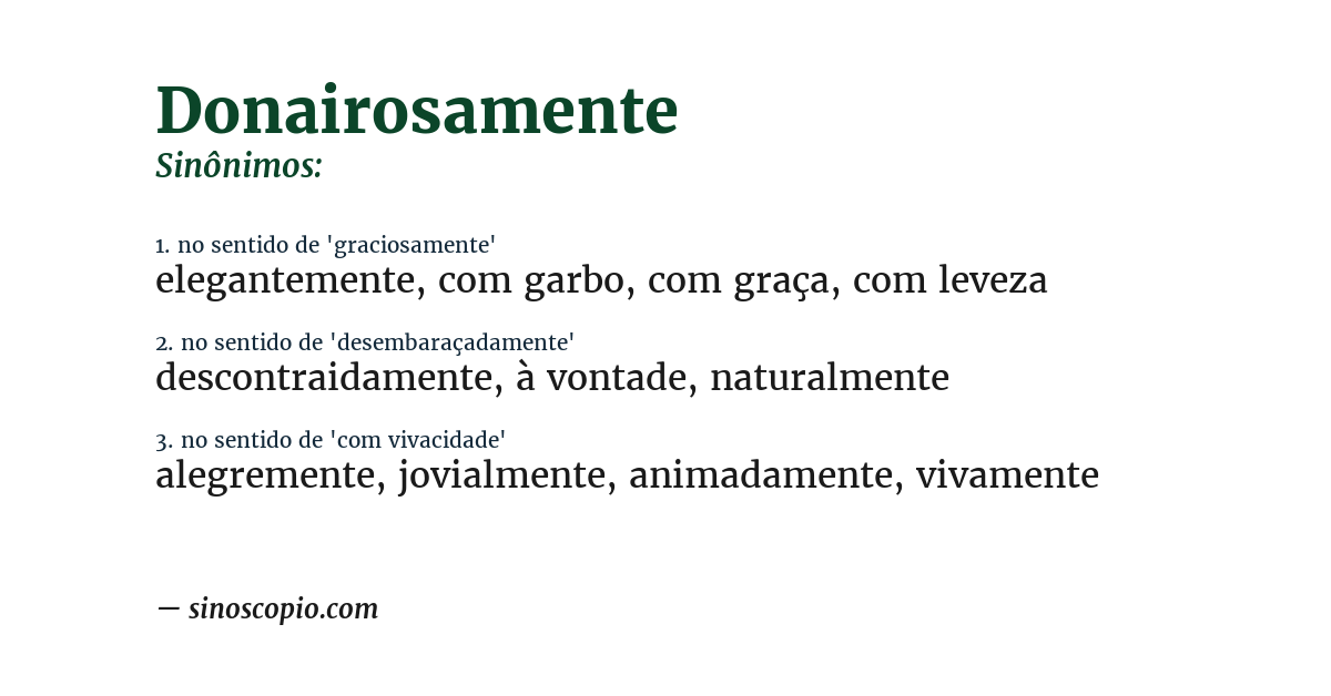 Sinônimo de donairosamente