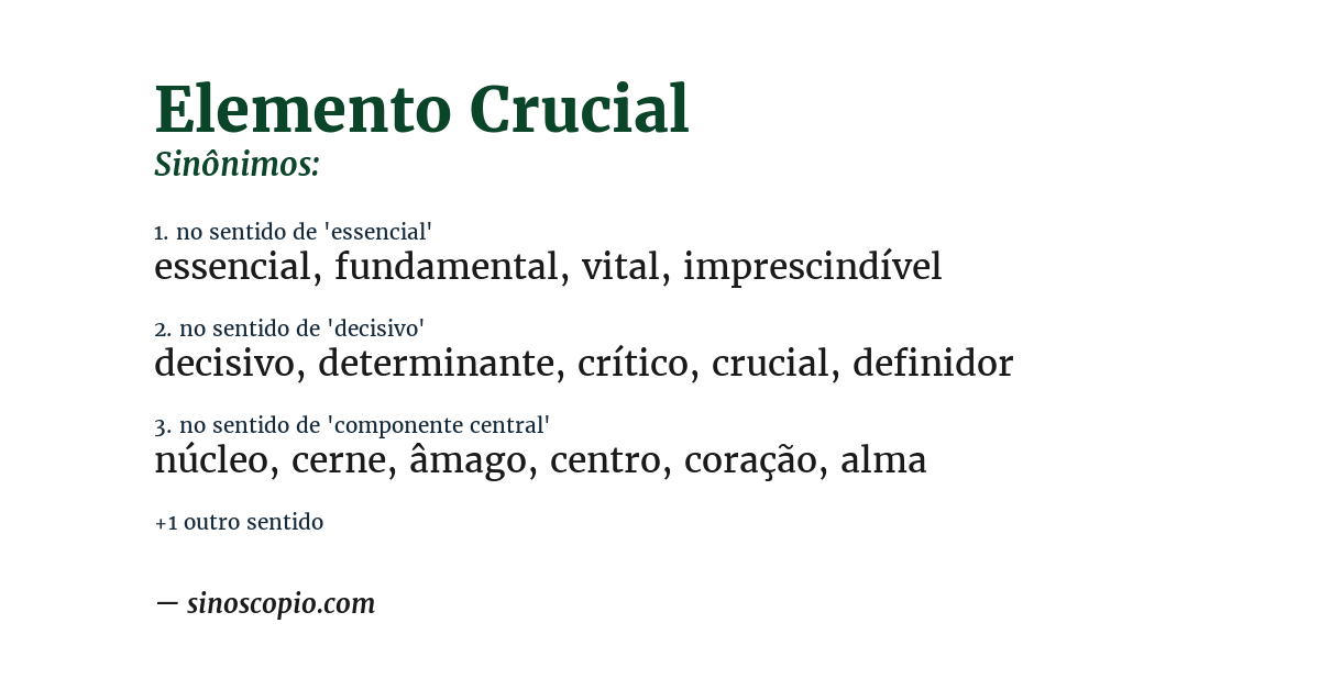 Sinônimo de elemento crucial