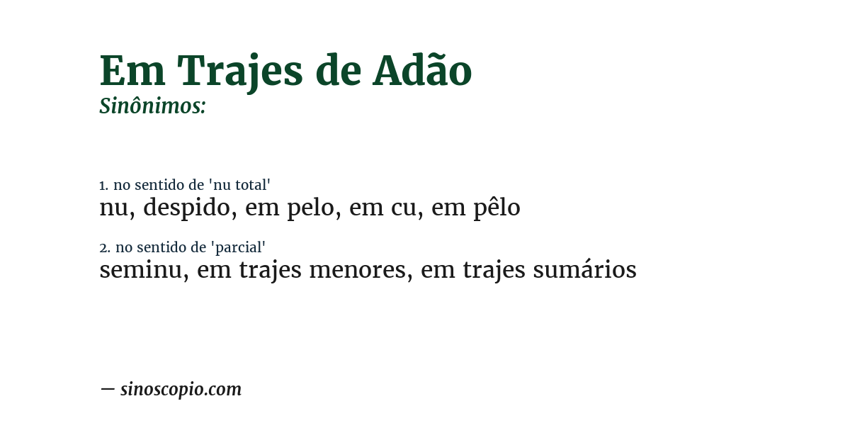 Sinônimo de em trajes de adão