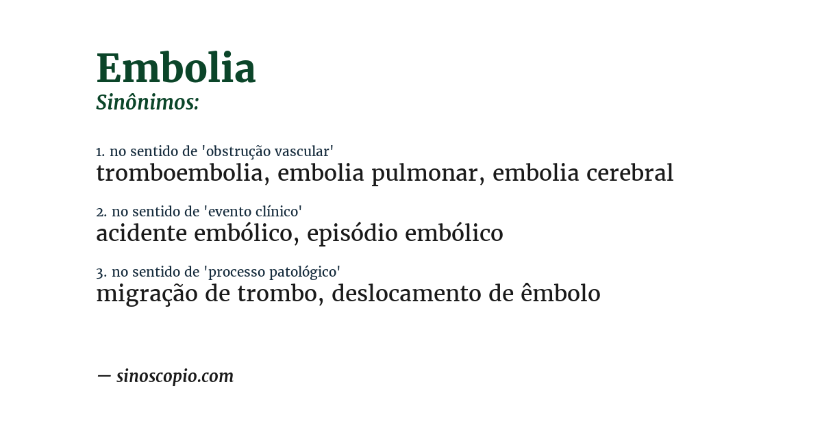 Sinônimo de embolia