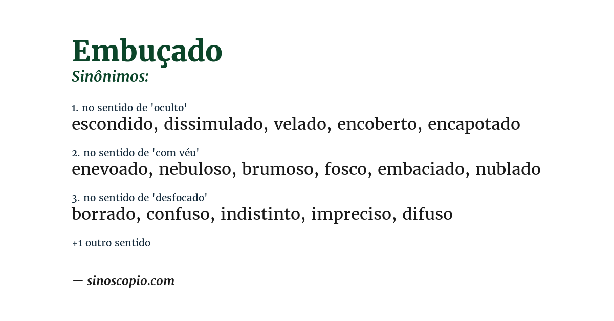 Sinônimo de embuçado