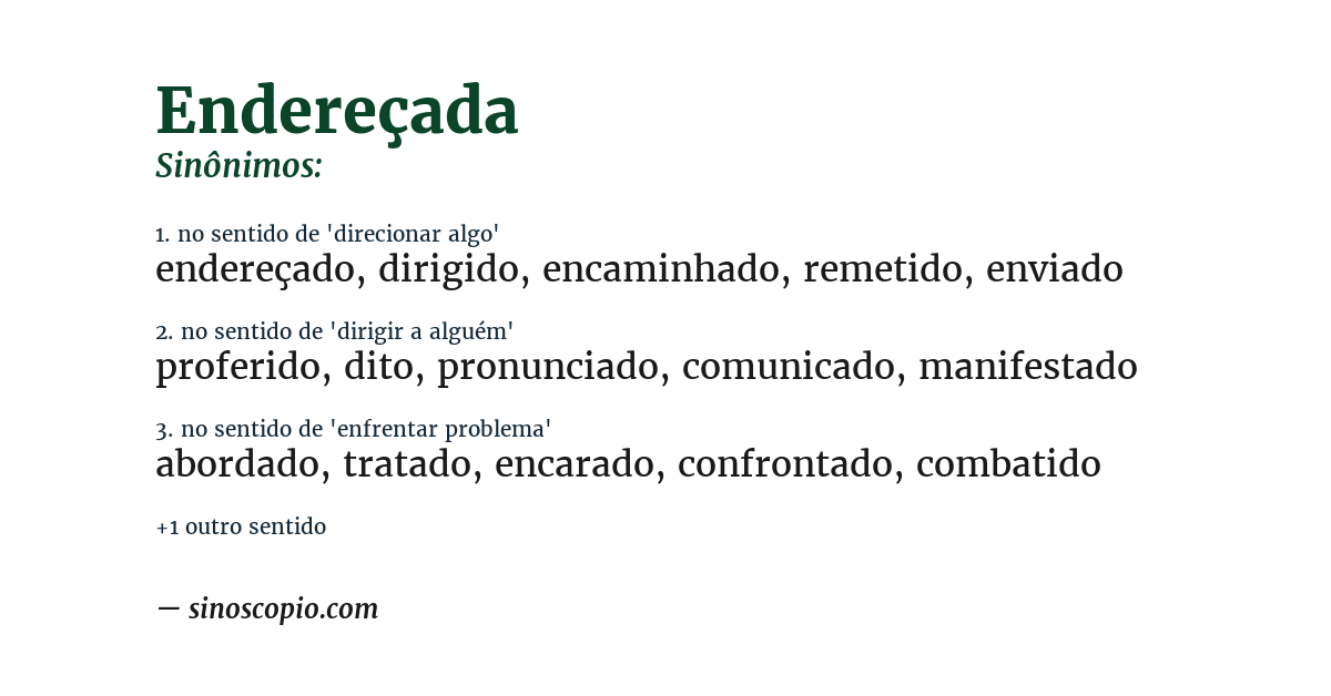 Sinônimo de endereçada