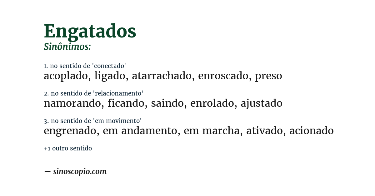 Sinônimo de engatados