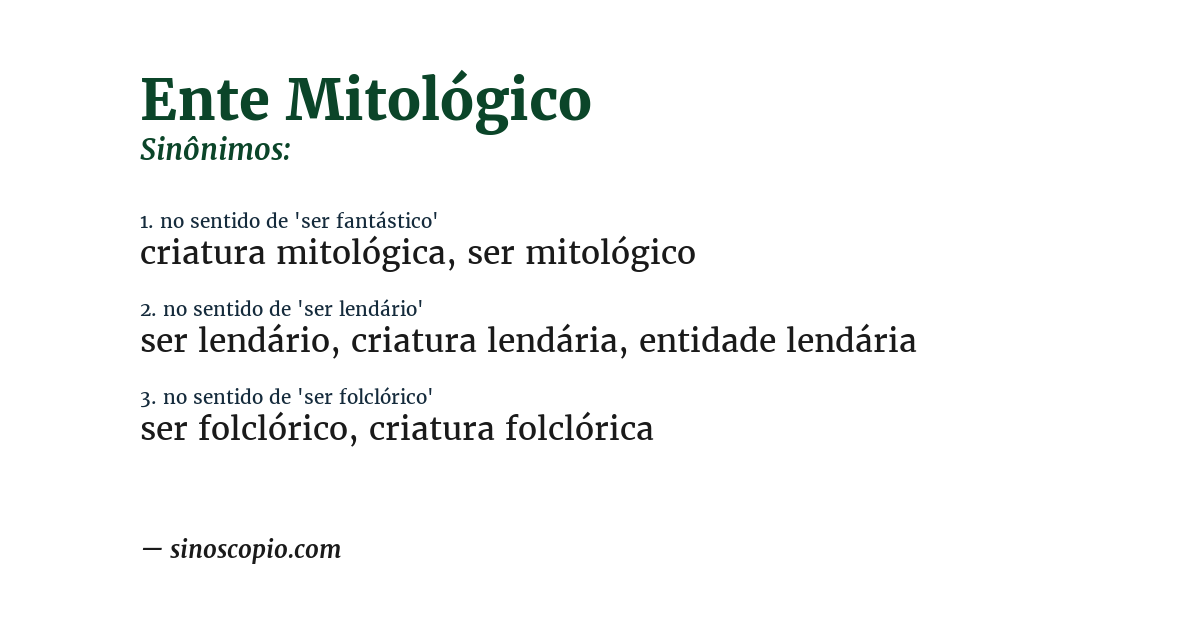 Sinônimo de ente mitológico