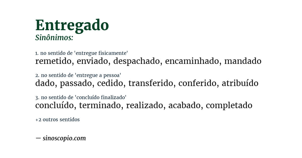 Sinônimo de entregado