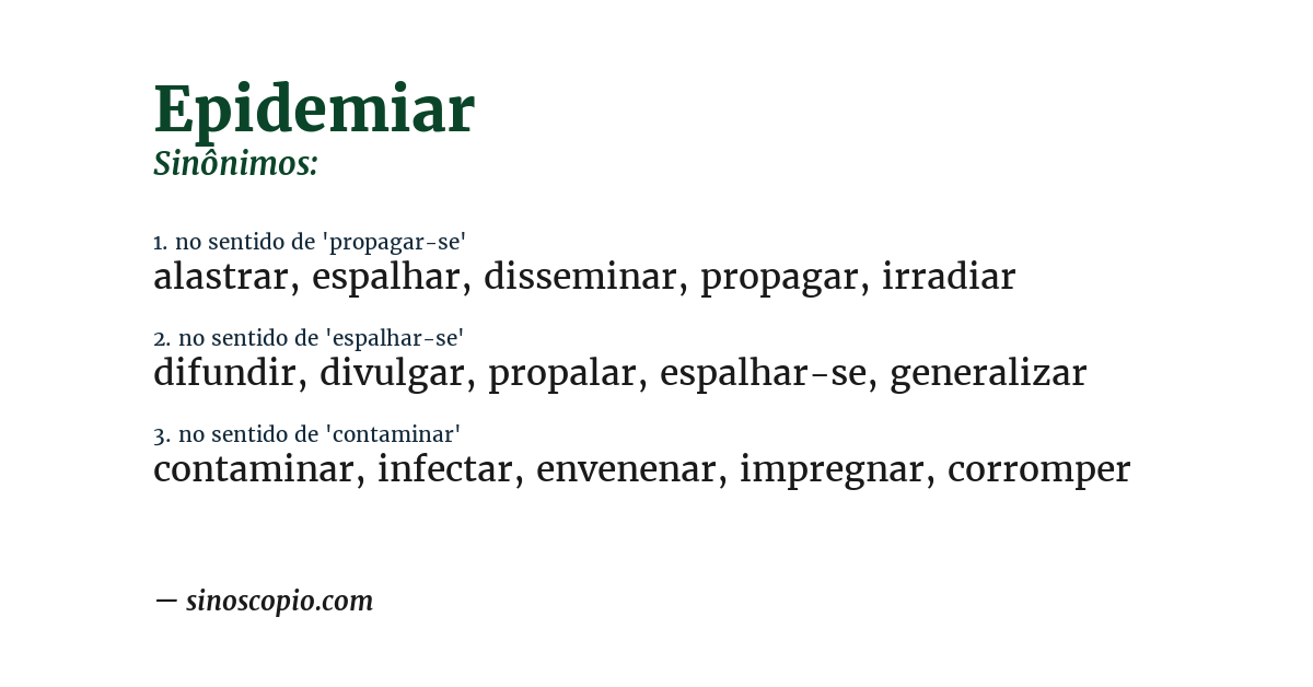 Sinônimo de epidemiar