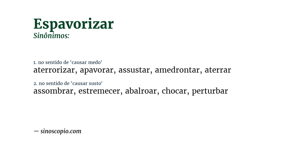 Sinônimo de espavorizar