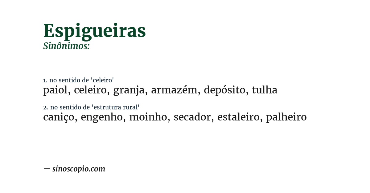 Sinônimo de espigueiras