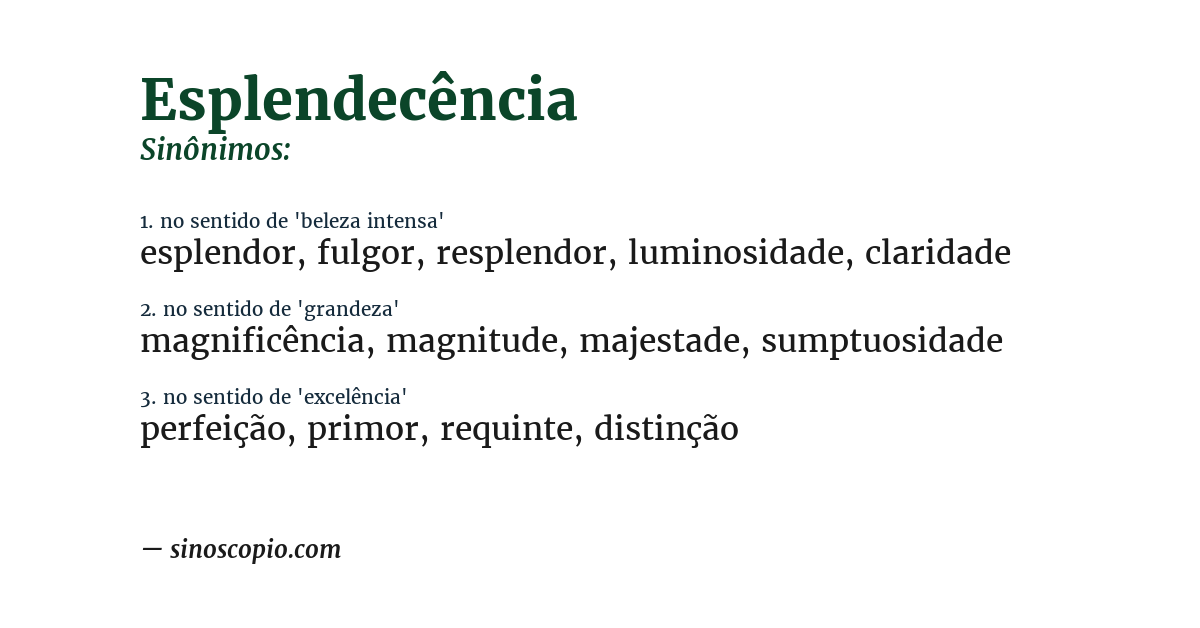 Sinônimo de esplendecência