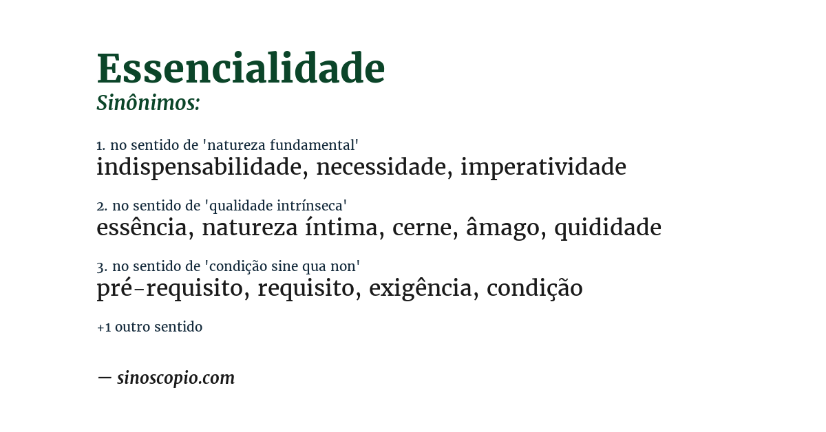 Sinônimo de essencialidade