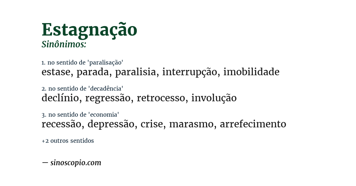 Sinônimo de estagnação