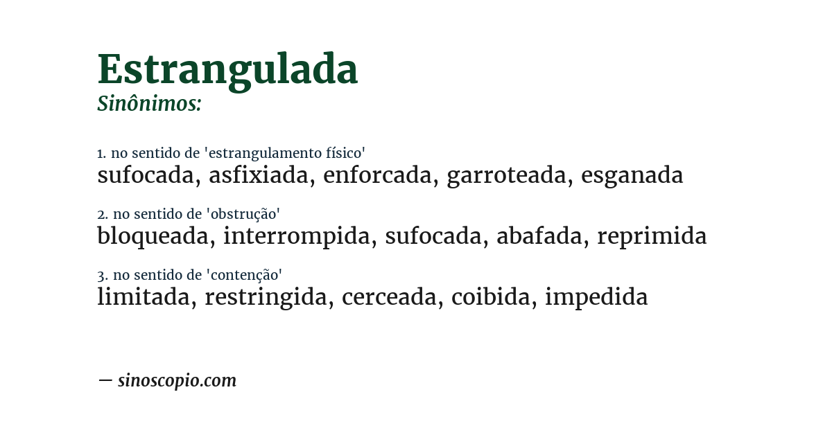 Sinônimo de estrangulada