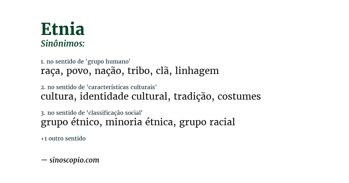 Sinônimo de etnia