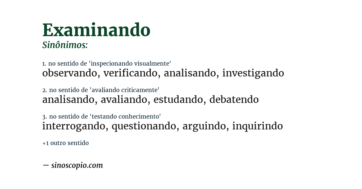 Sinônimo de examinando