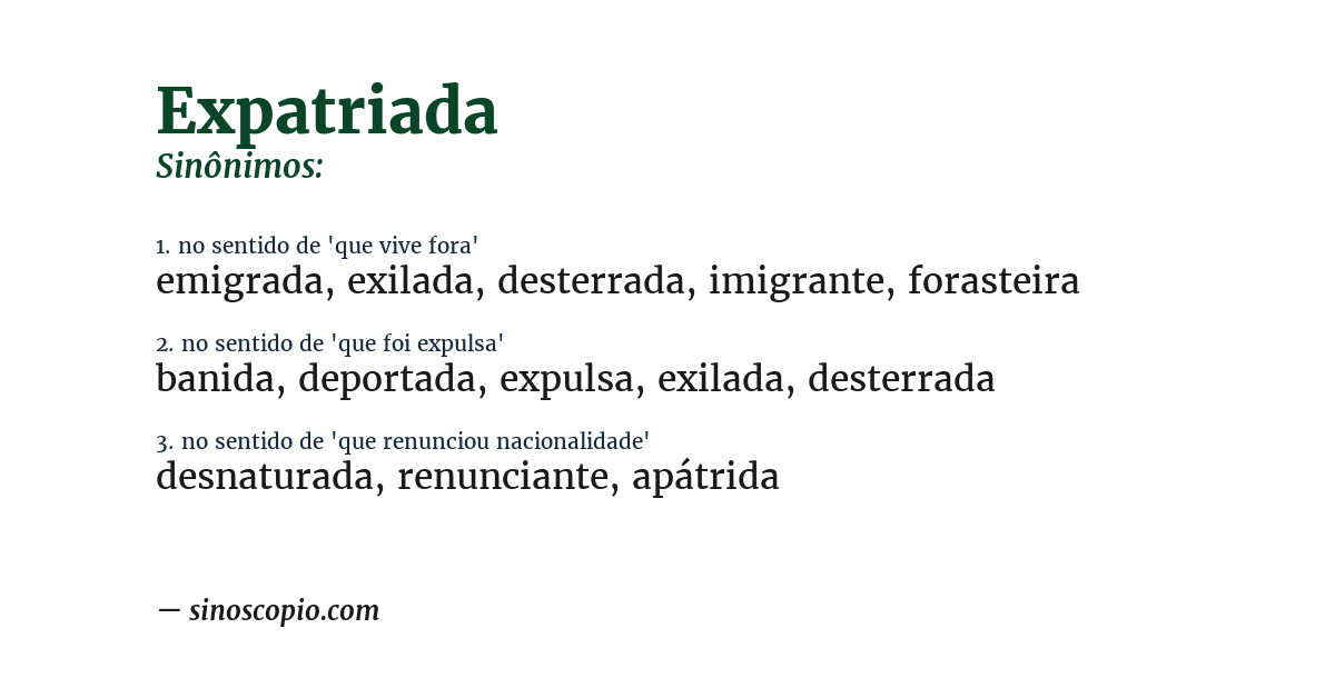 Sinônimo de expatriada