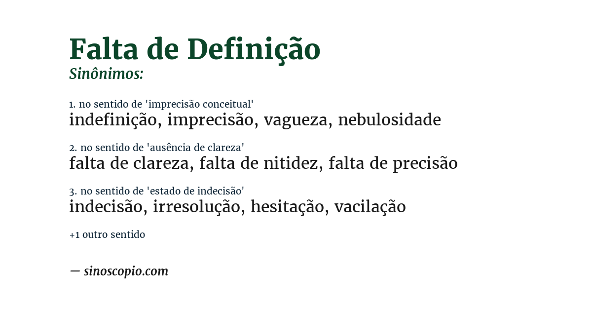 Sinônimo de falta de definição