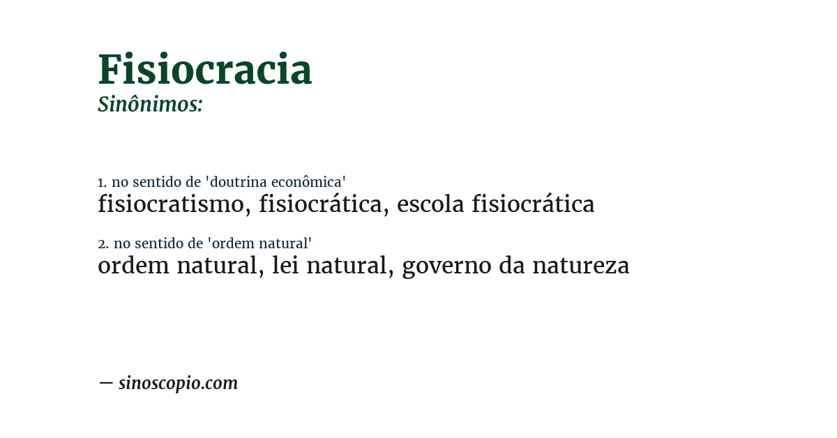 Sinônimo de fisiocracia