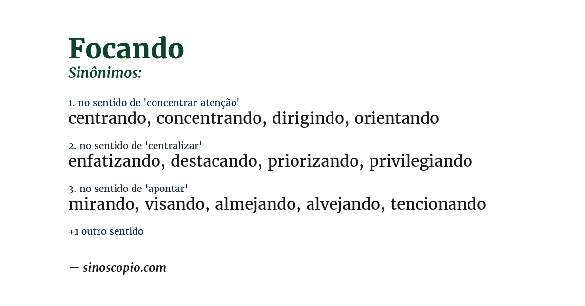 Sinônimo de focando