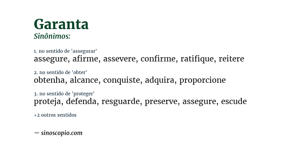 Sinônimo de garanta