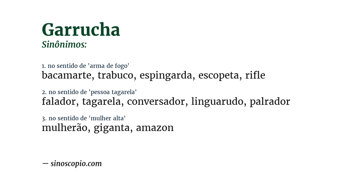 Sinônimo de garrucha