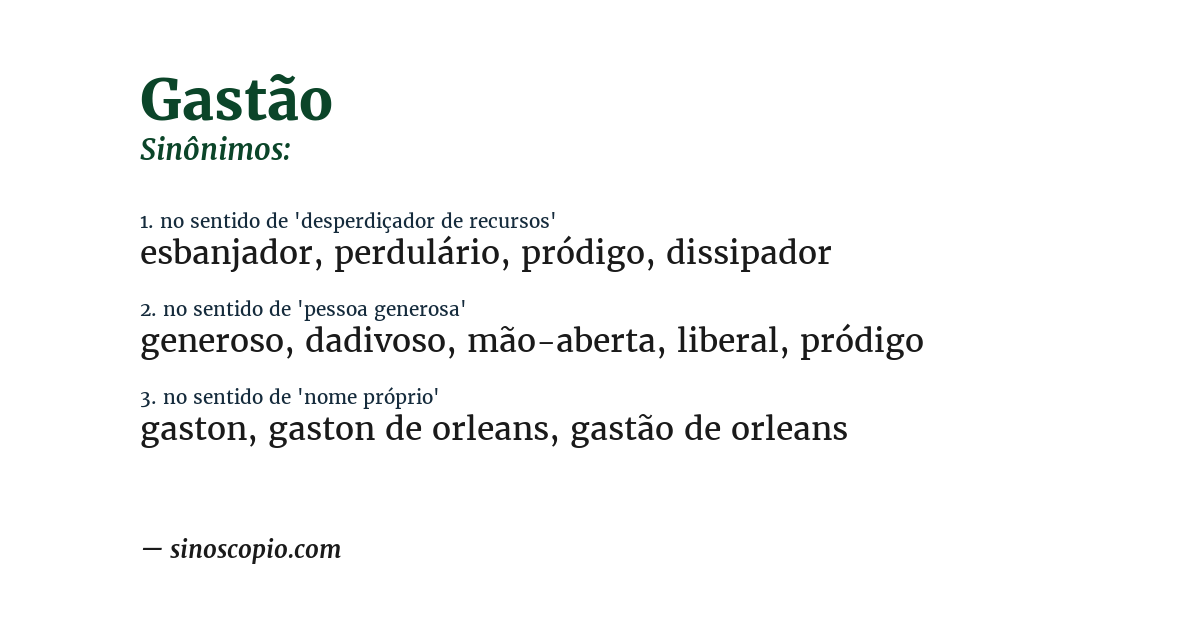 Sinônimo de gastão