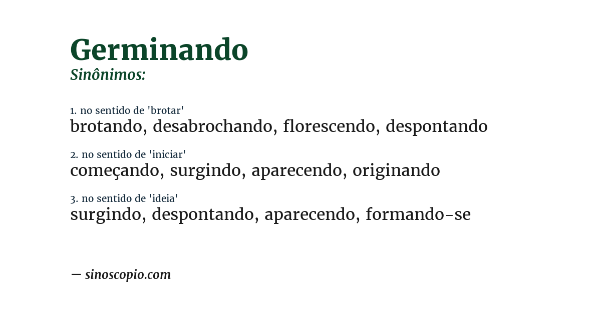 Sinônimo de germinando