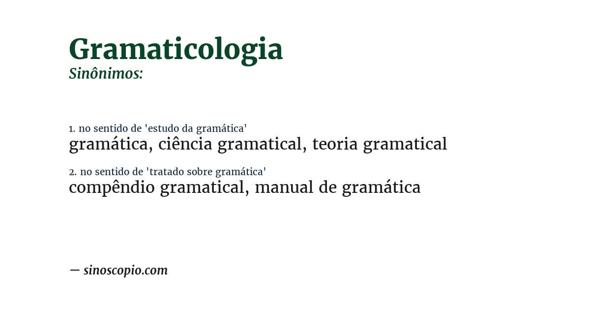 Sinônimo de gramaticologia