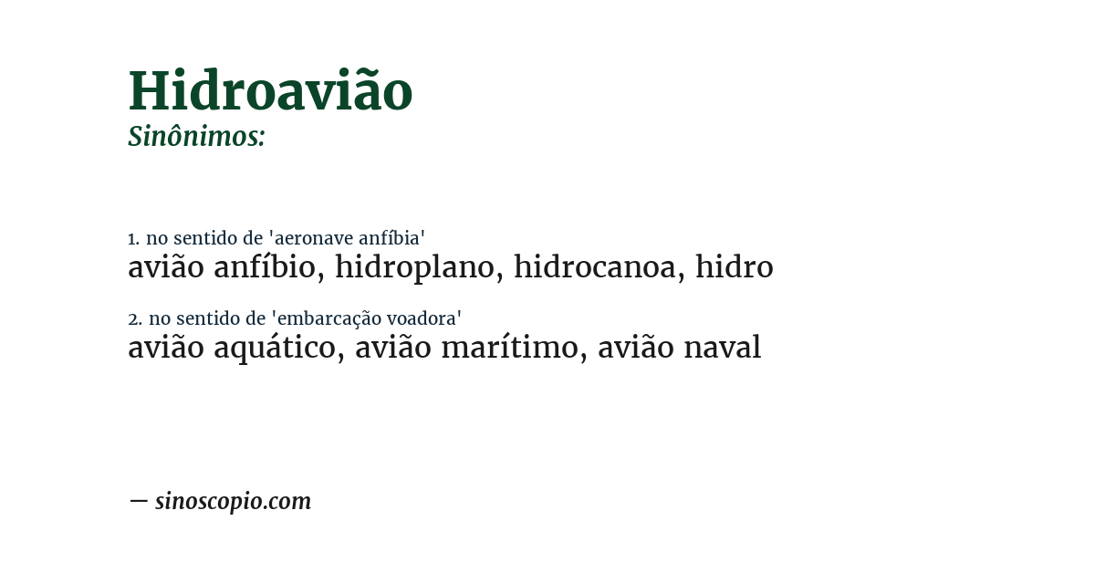 Sinônimo de hidroavião