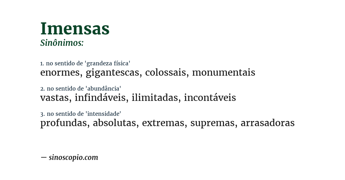 Sinônimo de imensas