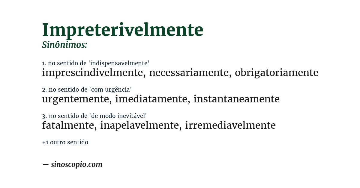 Sinônimo de impreterivelmente