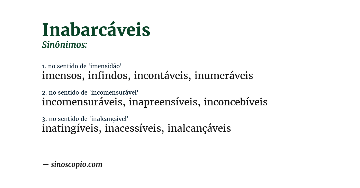 Sinônimo de inabarcáveis