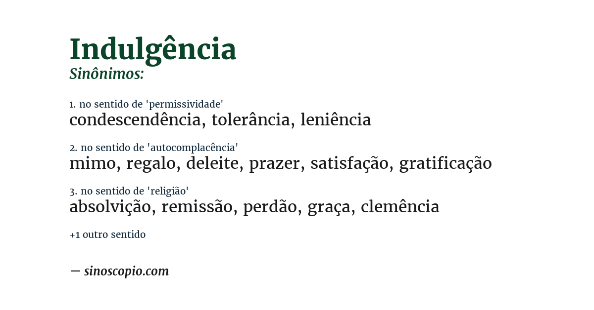 Sinônimo de indulgência