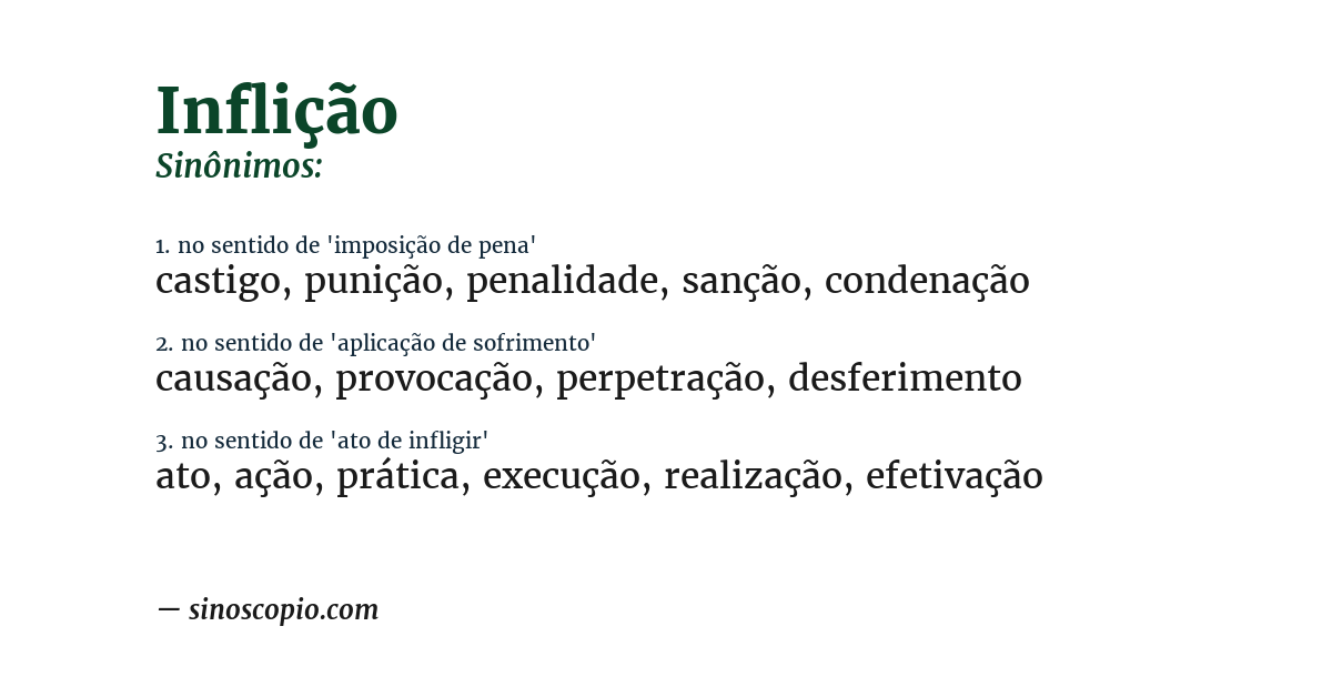 Sinônimo de inflição