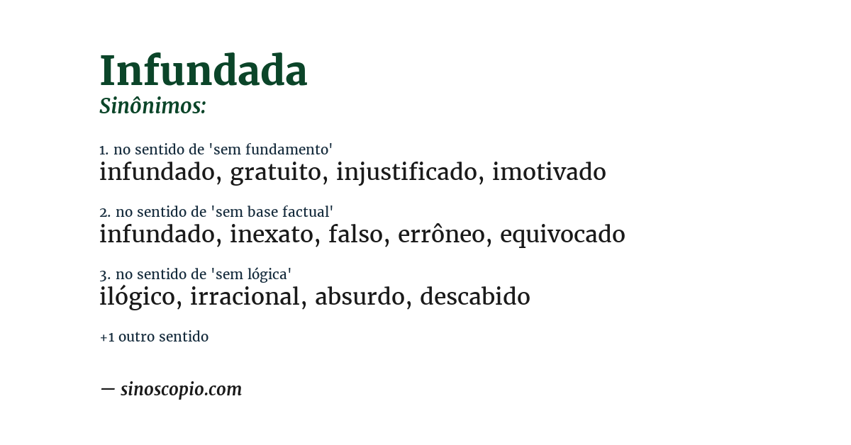 Sinônimo de infundada