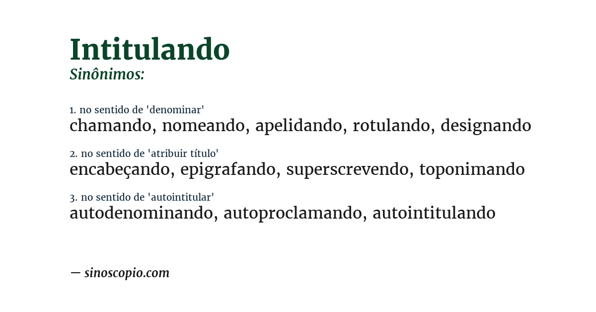 Sinônimo de intitulando