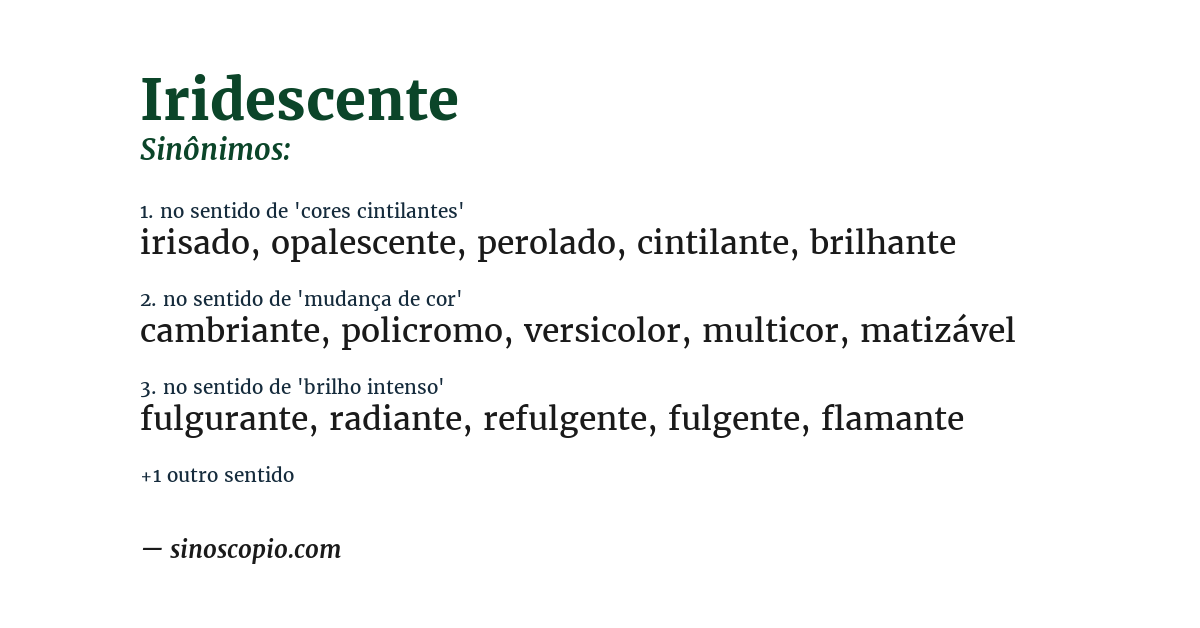 Sinônimo de iridescente