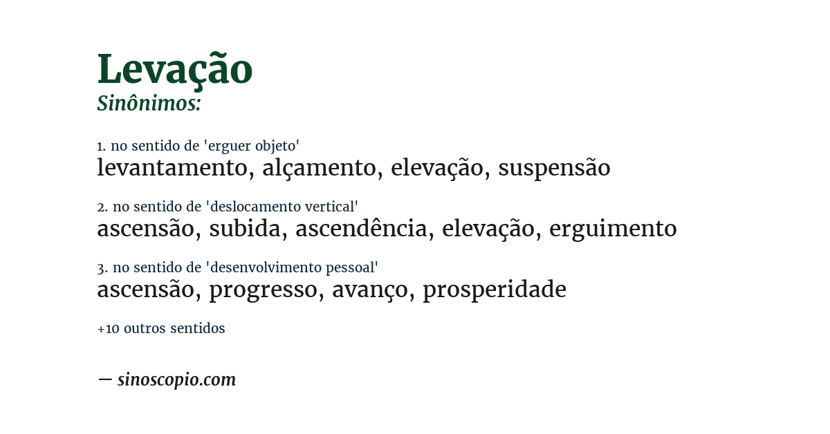 Sinônimo de levação