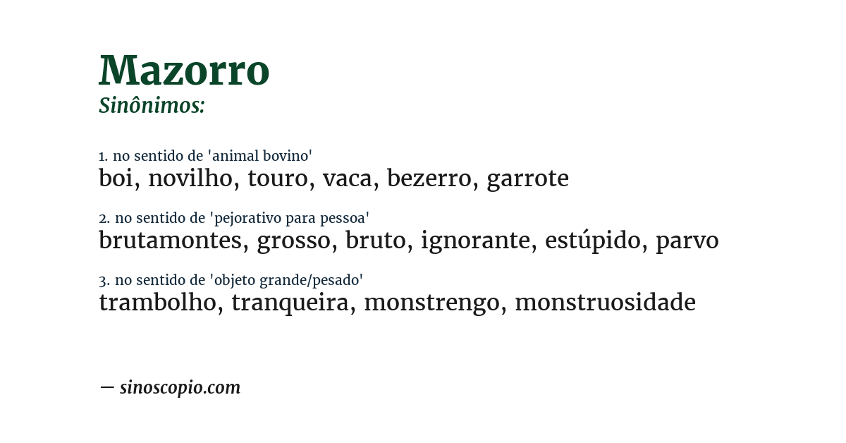 Sinônimo de mazorro