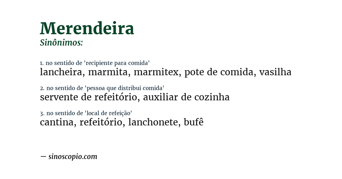 Sinônimo de merendeira