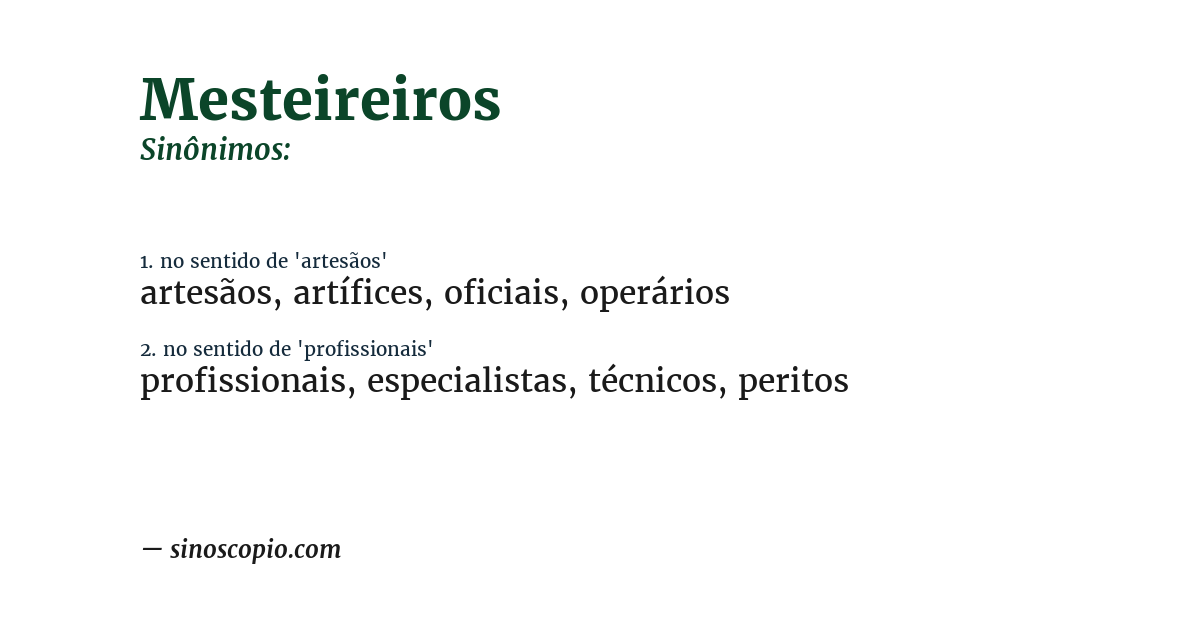 Sinônimo de mesteireiros
