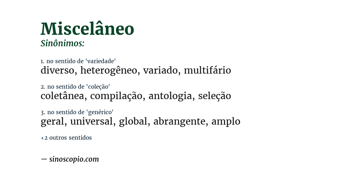 Sinônimo de miscelâneo