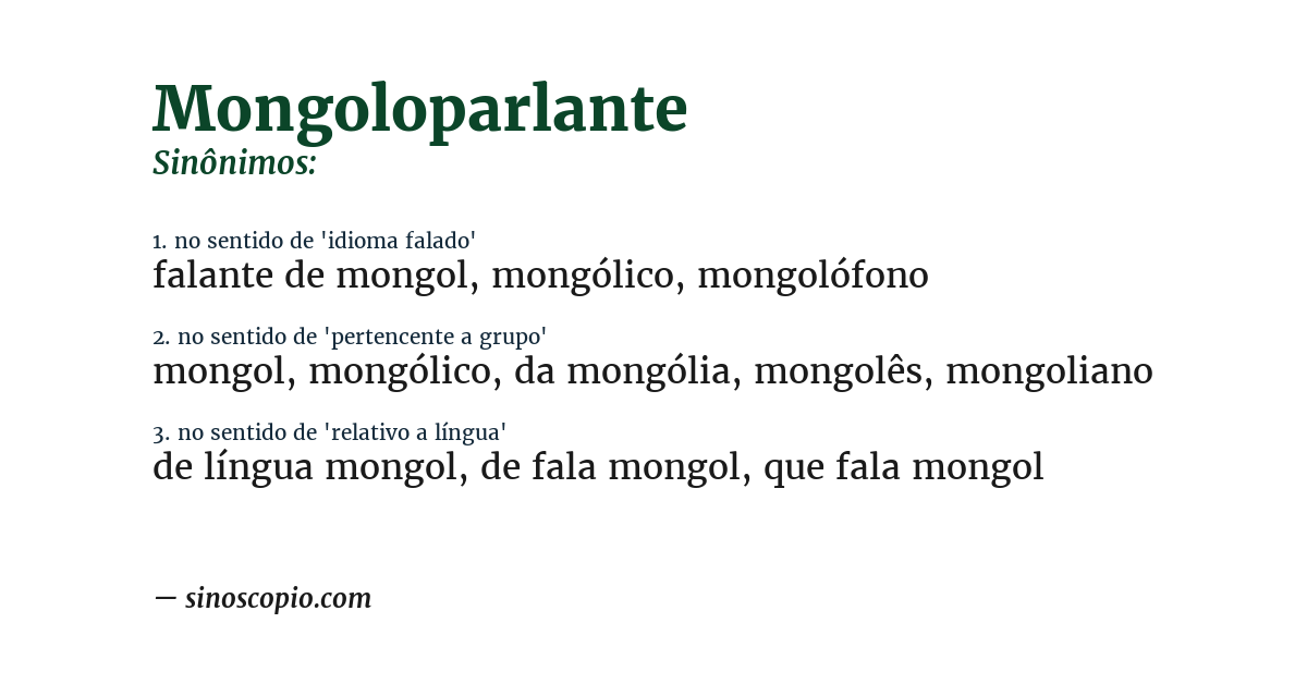 Sinônimo de mongoloparlante