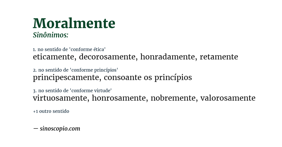 Sinônimo de moralmente