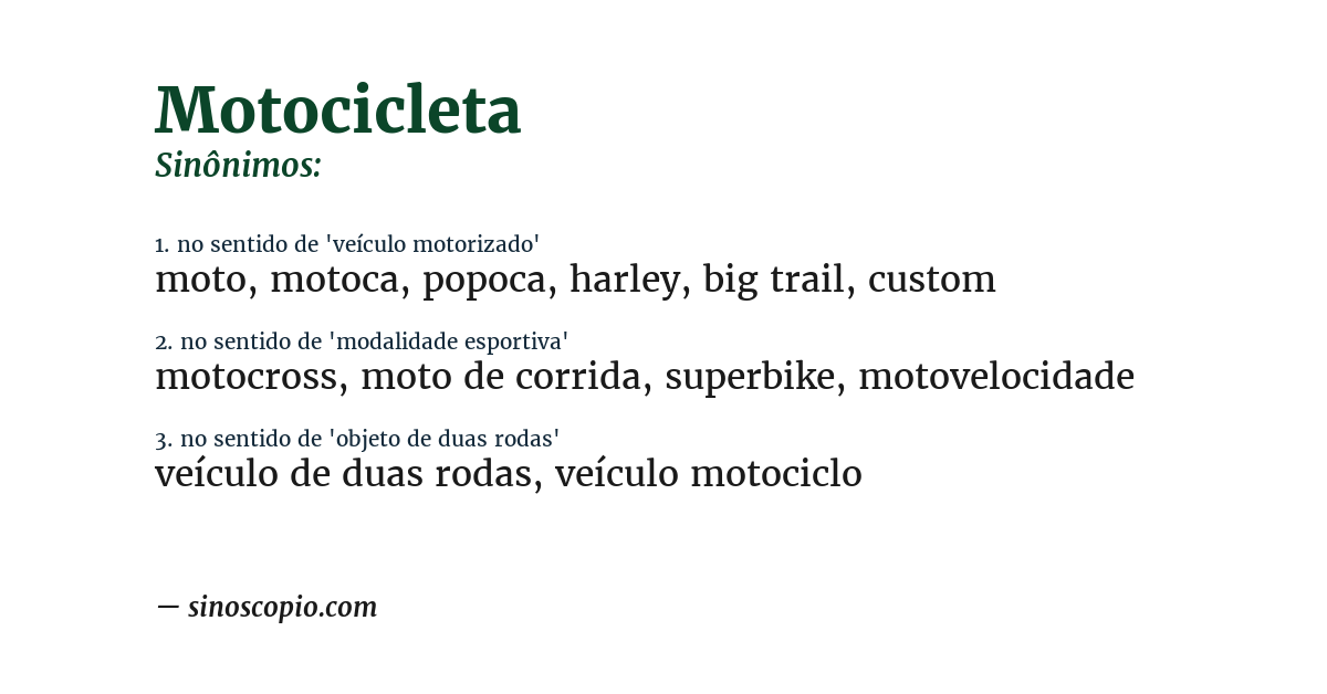 Sinônimo de motocicleta