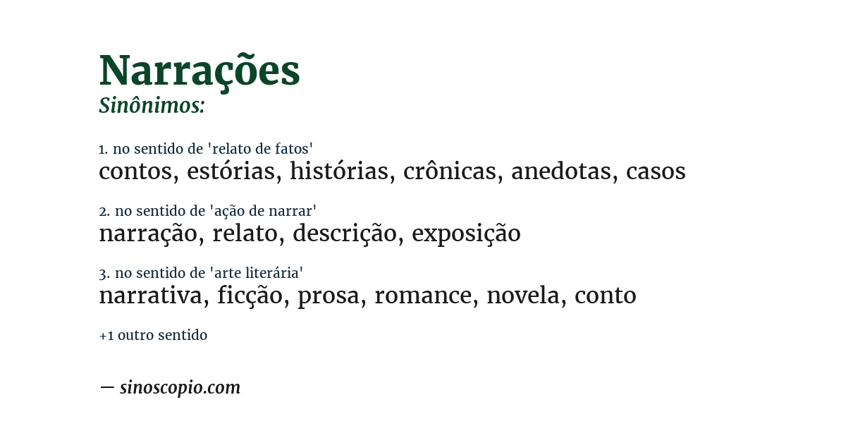 Sinônimo de narrações