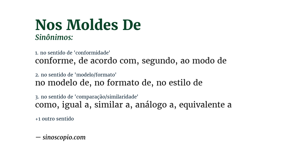 Sinônimo de nos moldes de
