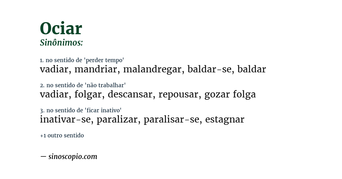 Sinônimo de ociar