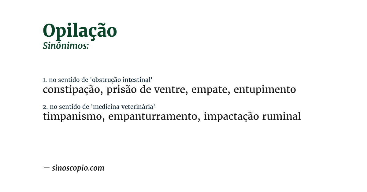 Sinônimo de opilação